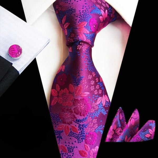 Classy Men Purple Floral Silk Tie