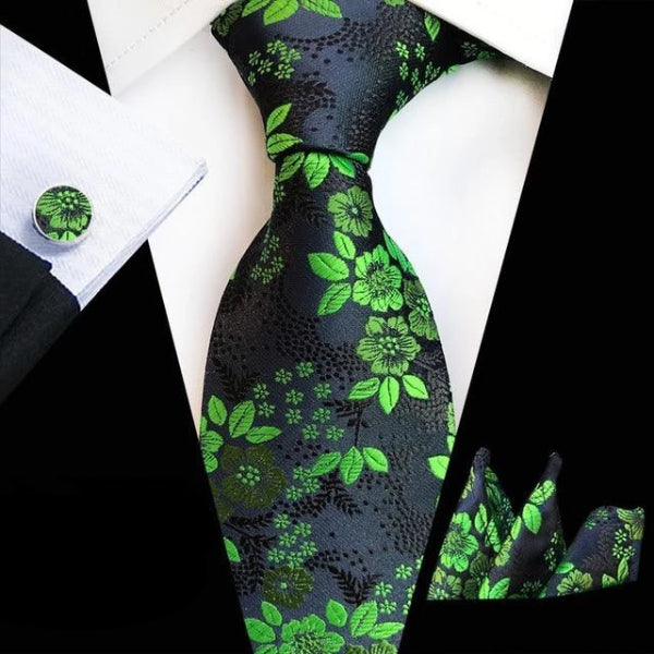 Classy Men Green Floral Silk Tie