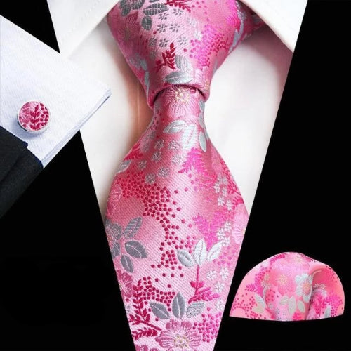 Classy Men Pink Floral Silk Tie