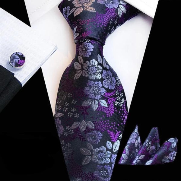 Classy Men Violet Floral Silk Tie