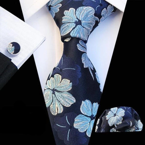 Classy Men Blue Floral Silk Tie