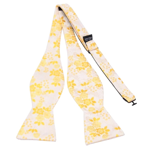 Classy Men Yellow Floral Silk Self-Tie Bow Tie