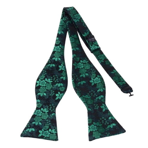 Classy Men Green Floral Silk Self-Tie Bow Tie