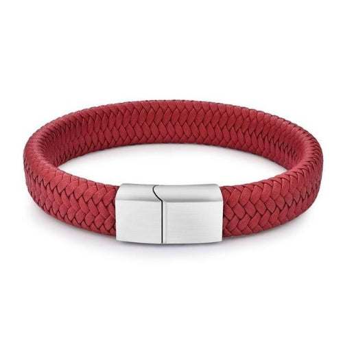 Classy Men Red Braided Leather Bracelet - Classy Men Collection