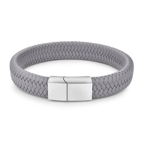 Classy Men Grey Braided Leather Bracelet - Classy Men Collection