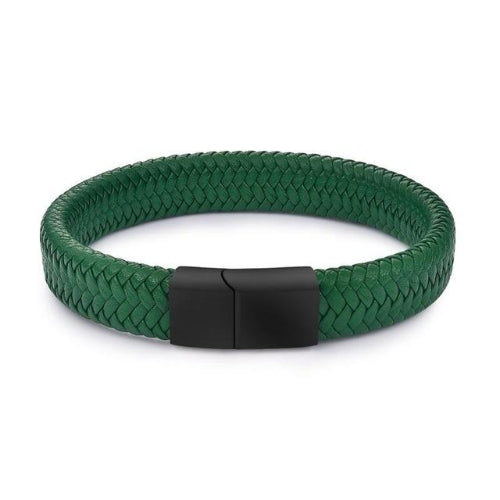 Classy Men Green Braided Leather Bracelet - Classy Men Collection