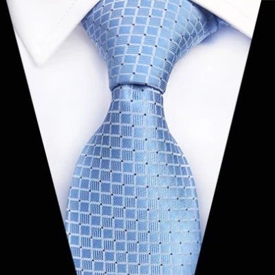 Classy Men Classic Sky Blue Mini Check Silk Tie - Classy Men Collection