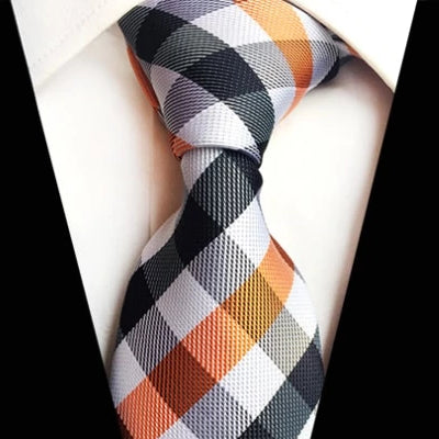 Classy Men Classic Orange Check Silk Tie - Classy Men Collection