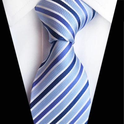 Classy Men Classic Ice Blue Striped Silk Tie - Classy Men Collection