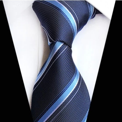 Classy Men Classic Midnight Blue Striped Silk Tie - Classy Men Collection