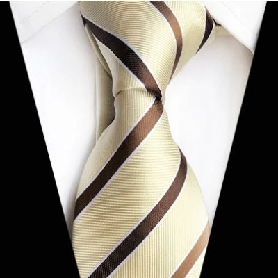 Classy Men Classic Brown Yellow Striped Silk Tie - Classy Men Collection