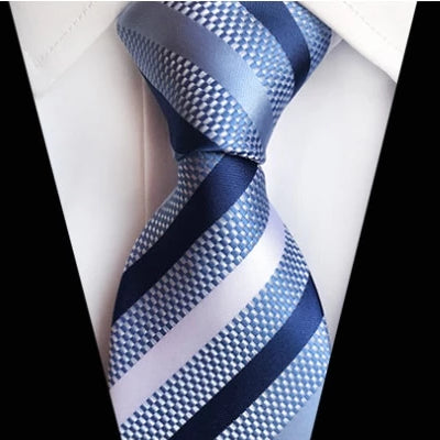 Classy Men Classic Light Blue Striped Silk Tie - Classy Men Collection