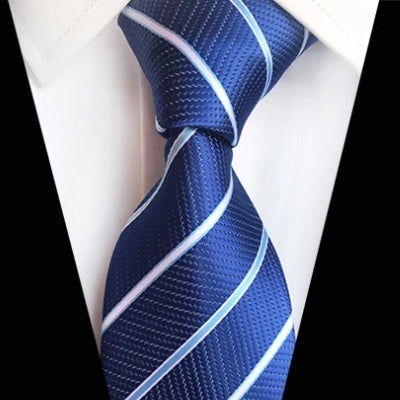 Classy Men Classic Royal Blue Striped Silk Tie - Classy Men Collection