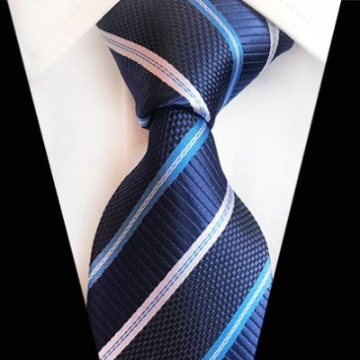 Classy Men Classic Deep Blue Striped Silk Tie - Classy Men Collection