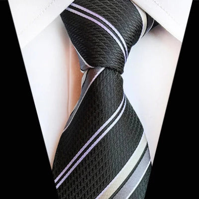 Classy Men Classic Dark Grey Striped Silk Tie - Classy Men Collection