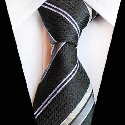 Classic Dark Grey Striped Silk Tie | Classy Men Collection