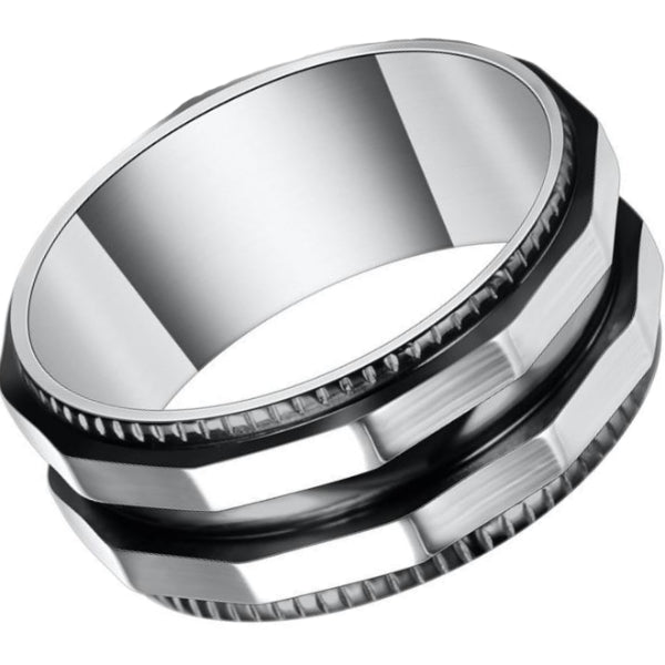 Classy Men Black & Silver Dual Titanium Ring - Classy Men Collection