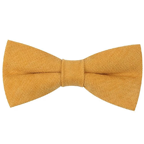 Classy Men Mustard Cotton Pre-Tied Bow Tie