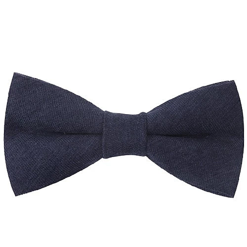 Classy Men Navy Blue Cotton Pre-Tied Bow Tie
