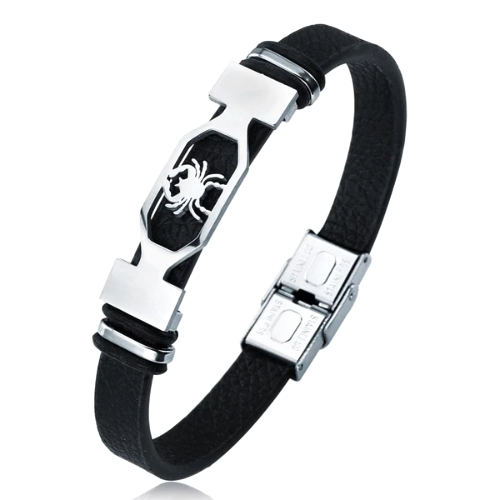 Bracciale In Pelle Nera Con Charm Cuore Metallizzato - Lunghezza 18 Cm - Chiusura A Olivetta