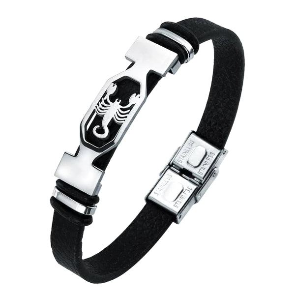 Classy Men Scorpio Star Sign Leather Bracelet