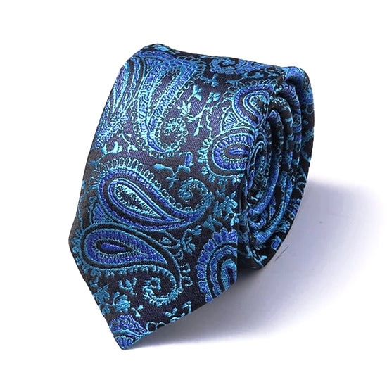 Classy Men Blue Paisley Silk Skinny Tie - Classy Men Collection