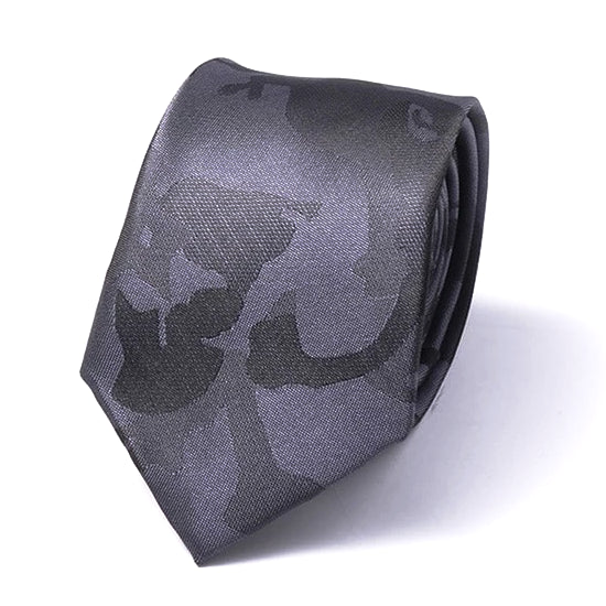 Cravatta skinny in seta mimetica grigia da uomo di classe