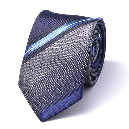 Classy Men Blue Striped Silk Skinny Tie - Classy Men Collection