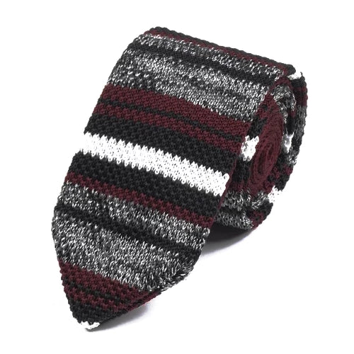 Classy Men Black Red Striped Knitted Tie