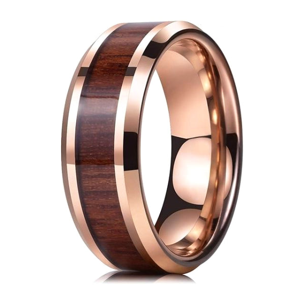 Classy Men Gold Koa Wood Inlay Ring - Classy Men Collection