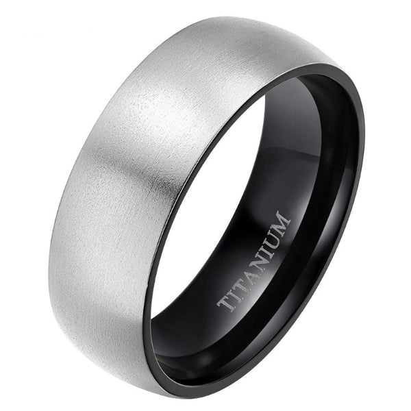 Classy Men Silver & Black Titanium Ring