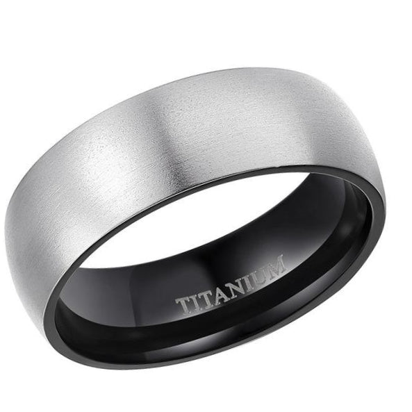 Classy Men Silver & Black Titanium Ring