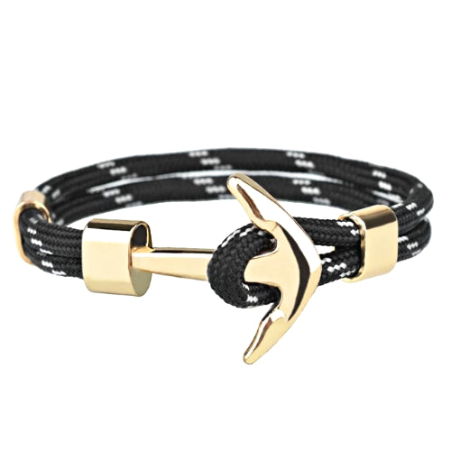 Sullery Mens Braided Genuine Leather Bracelet with Metal Anchor Hook Clasp