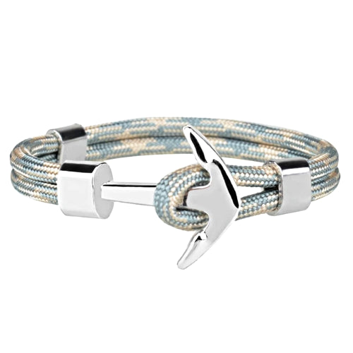 Classy Men Light Blue Silver Anchor Bracelet