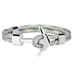 Bracciale da uomo di classe con ancoraggio in argento azzurro