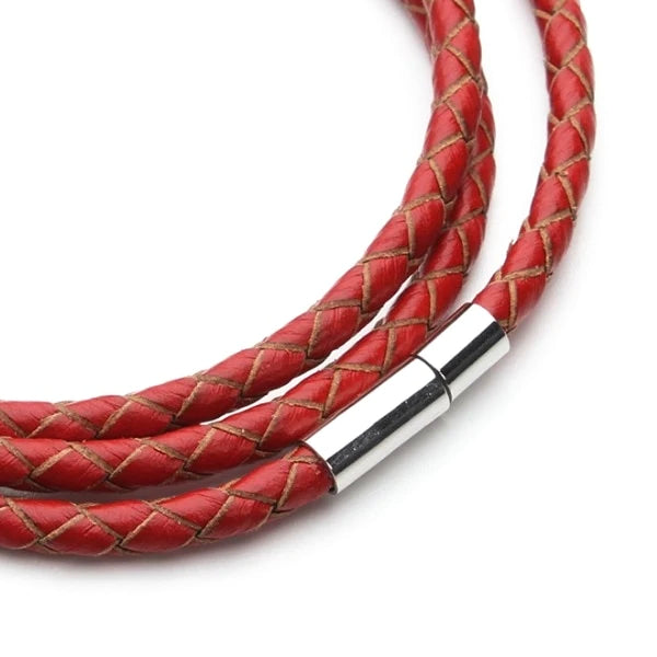 Classy Men Red Multi-Layer Leather Bracelet