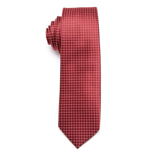 Cravatta skinny da uomo di classe con mini quadri rossi