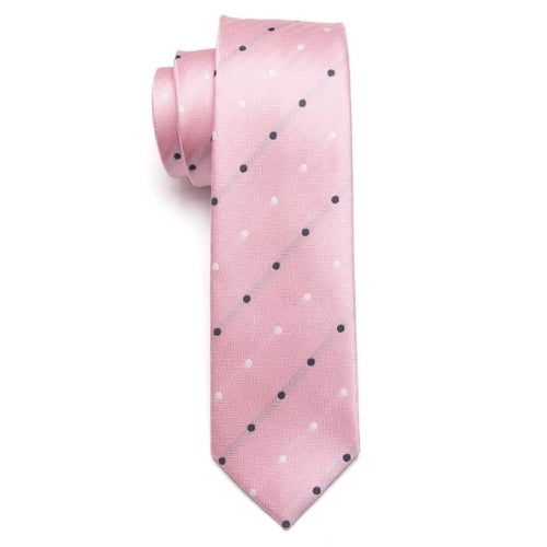 Cravatta skinny punteggiata rosa da uomo di classe