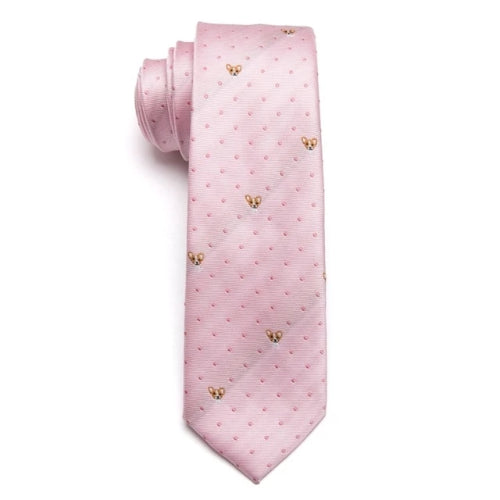 Classy Men Pink Chihuahua Skinny Tie