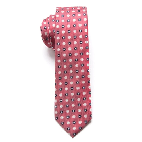 Classy Men Dusty Red Floral Skinny Tie - Classy Men Collection
