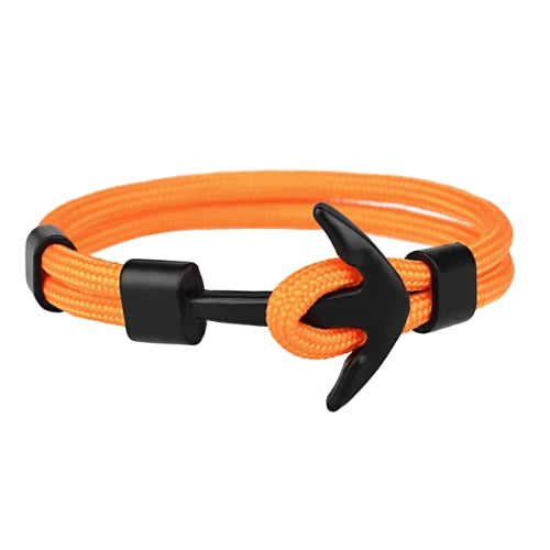 Classy Men Orange Black Anchor Bracelet