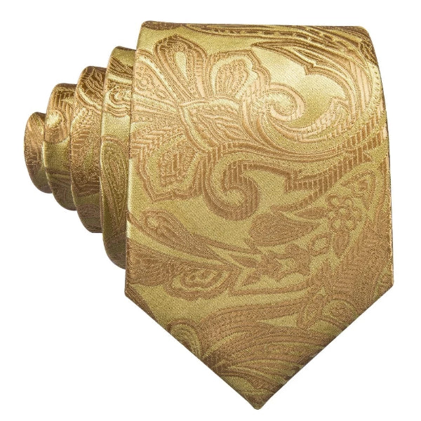 Classy Men Gold Paisley Silk Tie