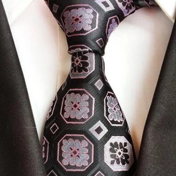 Classy Men Formal Silver Squared Silk Necktie
