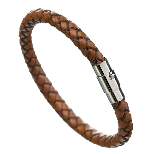 Classy Men Magnetic Leather Bracelet Brown