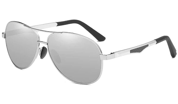 Classy Men Silver Polarized Pilot Sunglasses