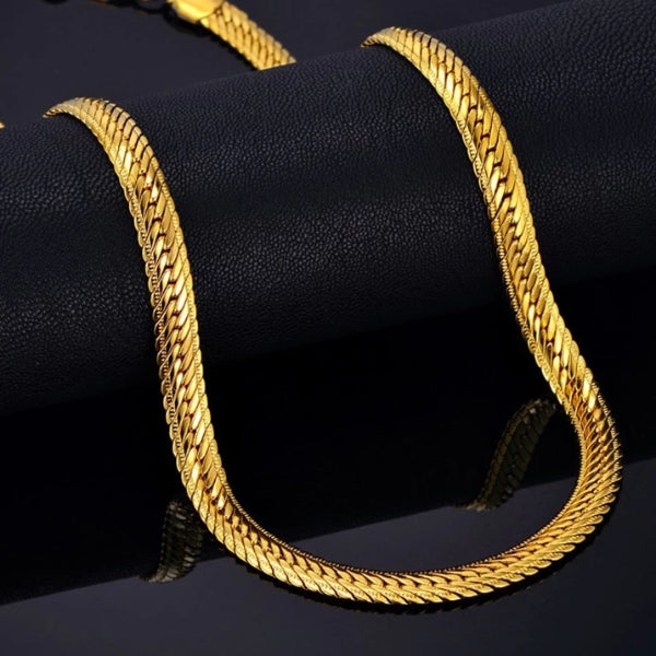 Yellow Gold Herringbone Chain Necklace 17 3/4