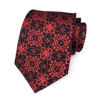 Classy Men Formal Red & Black Floral Silk Necktie