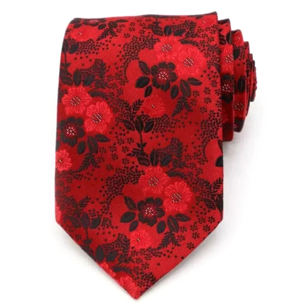 Cravatta di seta floreale rossa da uomo di classe