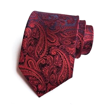 Cravatta formale in seta paisley rossa da uomo di classe