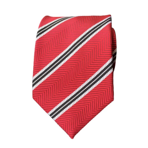 Cravatta di seta a righe bianche rosse da uomo di classe